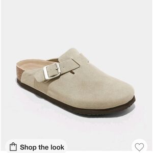 Birkenstock Beige Suede Clogs
